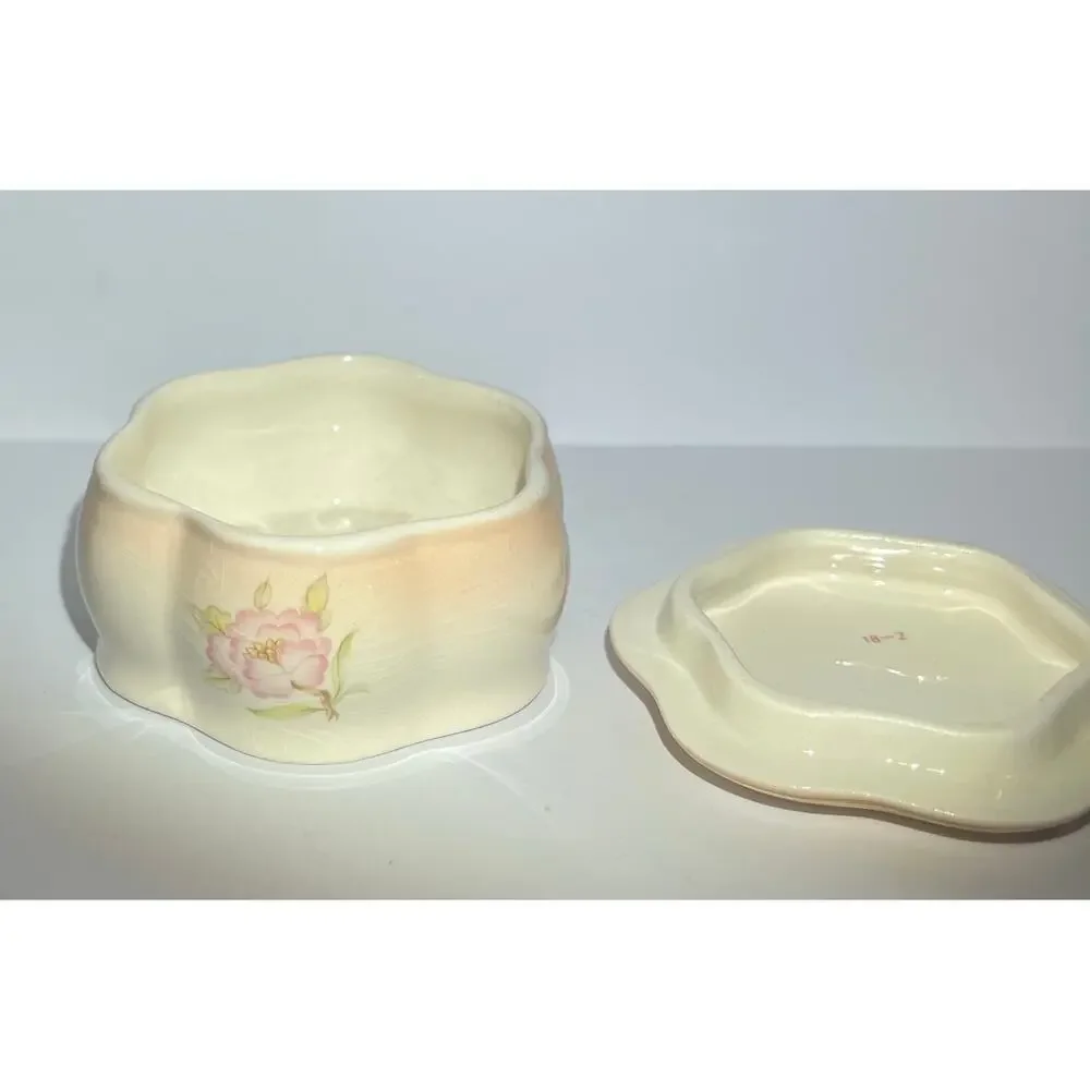 Vintage Retro Porcelain Flower Trinket Box PALISSY Royal Worcester w lid England